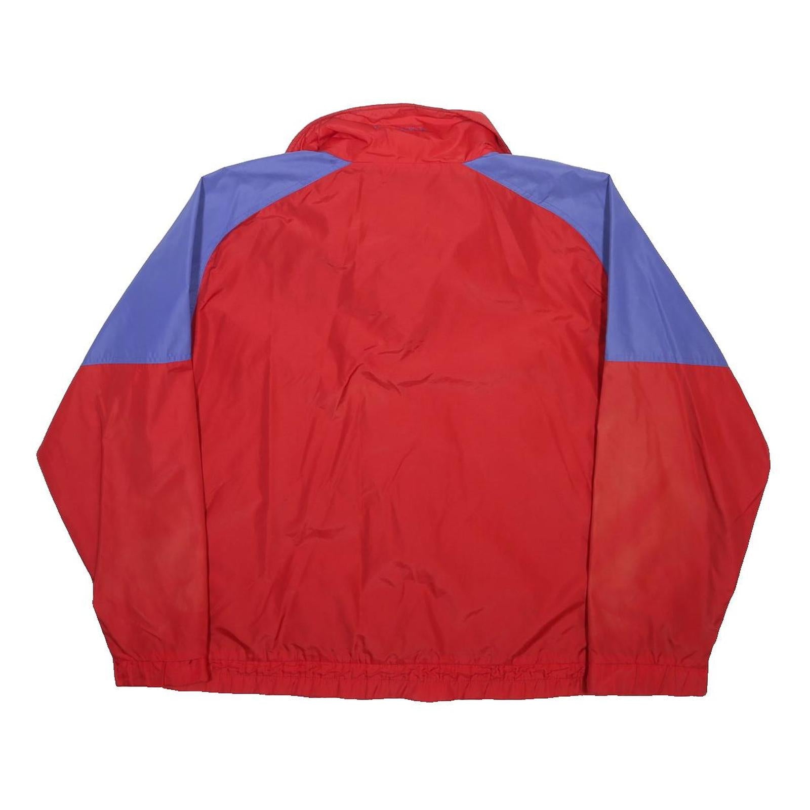 COLUMBIA Mens Red & Blue Outdoor Jacket L Synthetic Woven Plain Zip Lightweight