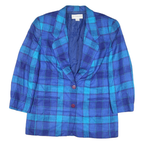 LIZ CLAIBORNE Womens Blue & Navy Checked Tailored Jacket M Polyester Blend