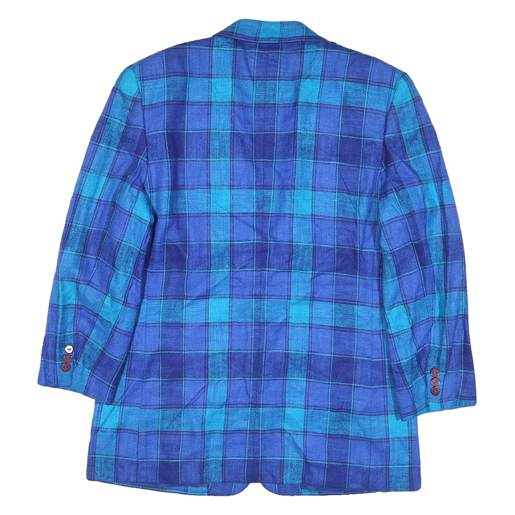 LIZ CLAIBORNE Womens Blue & Navy Checked Tailored Jacket M Polyester Blend
