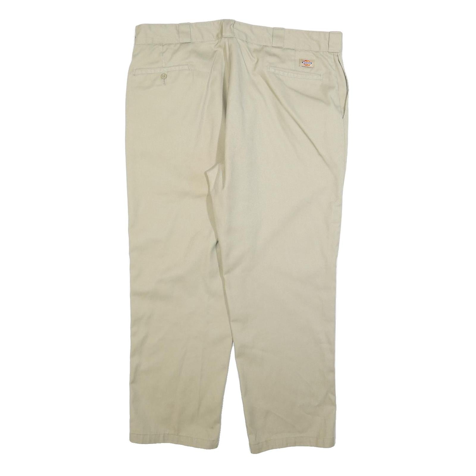 DICKIES Mens Regular Fit Beige Cotton Blend Trousers W42 L30 Workwear Zip