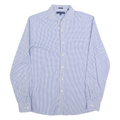 TOMMY HILFIGER Mens Blue Check Shirt S Slim Fit Cotton Blend Long Sleeve