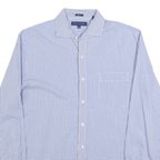 TOMMY HILFIGER Mens Blue Check Shirt S Slim Fit Cotton Blend Long Sleeve