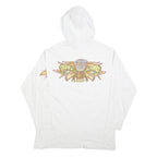 HARDWEAR Womens White Big Bang Squad Hoodie L Cartoon Graphic Cotton Blend