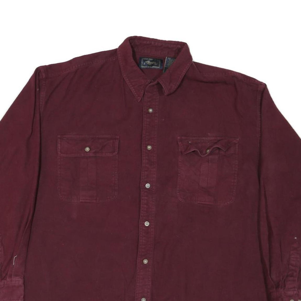 ROPER Mens Maroon Shirt XL Cotton Blend Casual Button Up Long Sleeve Western