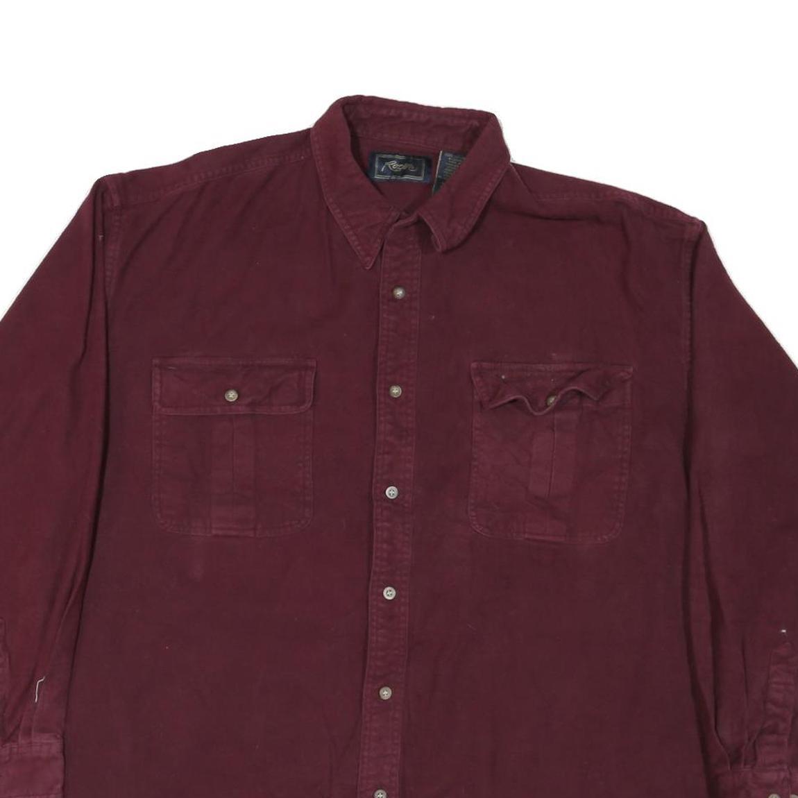 ROPER Mens Maroon Shirt XL Cotton Blend Casual Button Up Long Sleeve Western