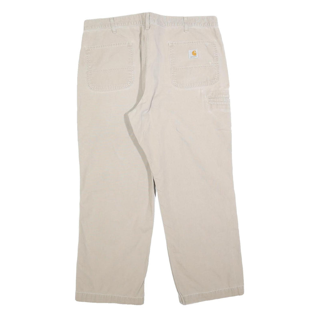 CARHARTT Mens Cotton Blend Beige Relaxed Straight Trousers W40 L28 Workwear