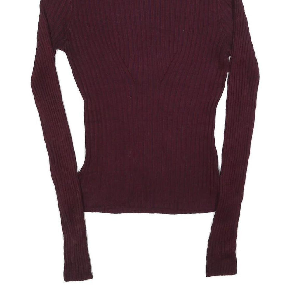 SWEATER PROJECT Womens Maroon Plain Roll Neck Basic Knit Jumper S Slim Fit Soft