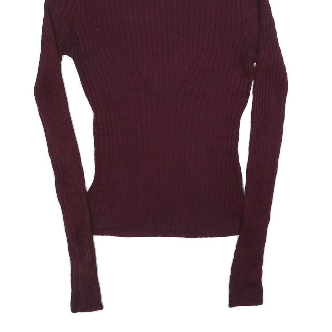 SWEATER PROJECT Womens Maroon Plain Roll Neck Basic Knit Jumper S Slim Fit Soft