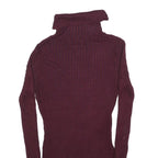 SWEATER PROJECT Womens Maroon Plain Roll Neck Basic Knit Jumper S Slim Fit Soft