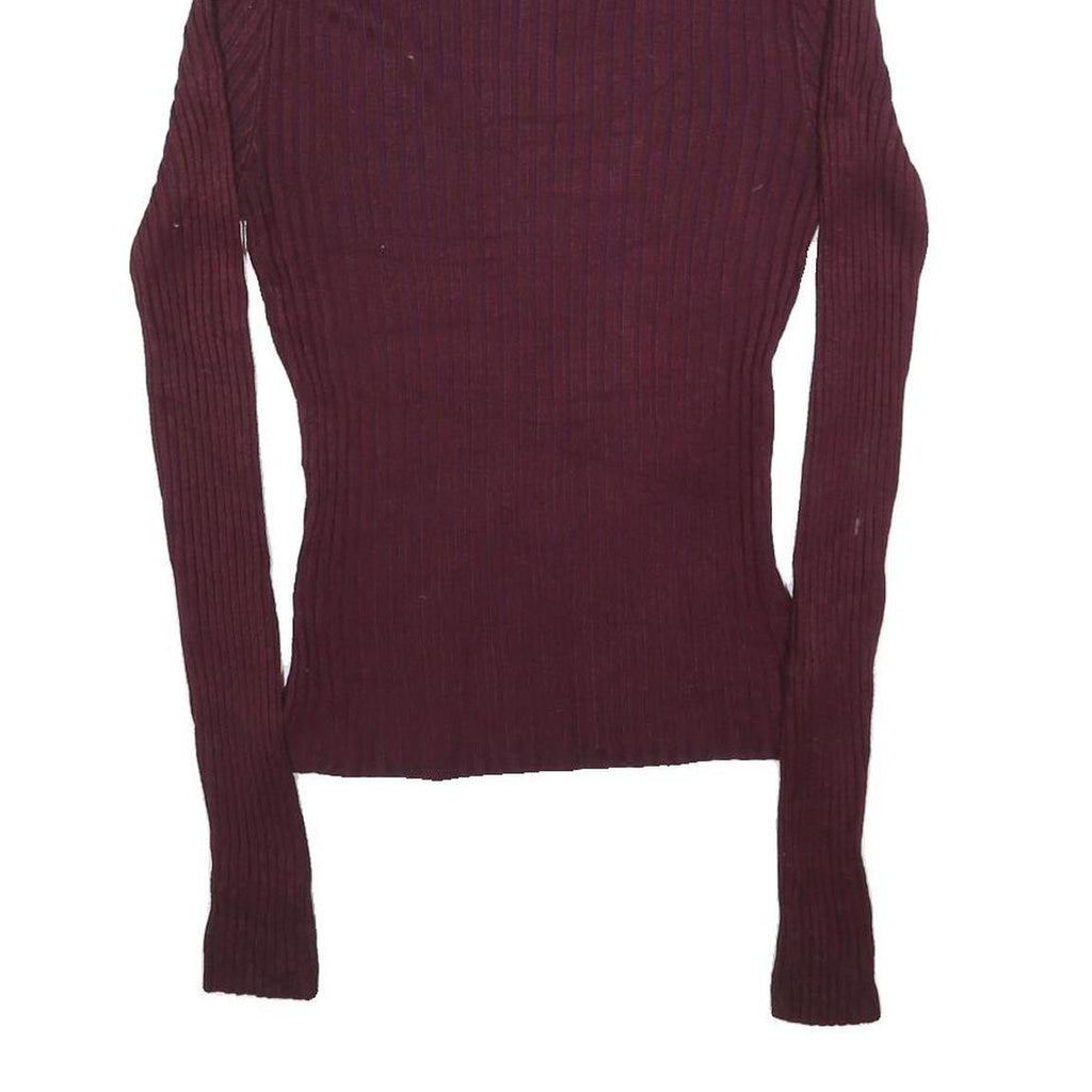 SWEATER PROJECT Womens Maroon Plain Roll Neck Basic Knit Jumper S Slim Fit Soft