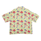 ROSEWOOD Womens Yellow Floral Printed Shirt Short Sleeve Collar L Floral Print