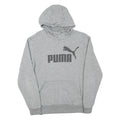 PUMA Mens Grey Pullover Hoodie S Cotton Blend Logo Print Casual