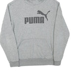 PUMA Mens Grey Pullover Hoodie S Cotton Blend Logo Print Casual