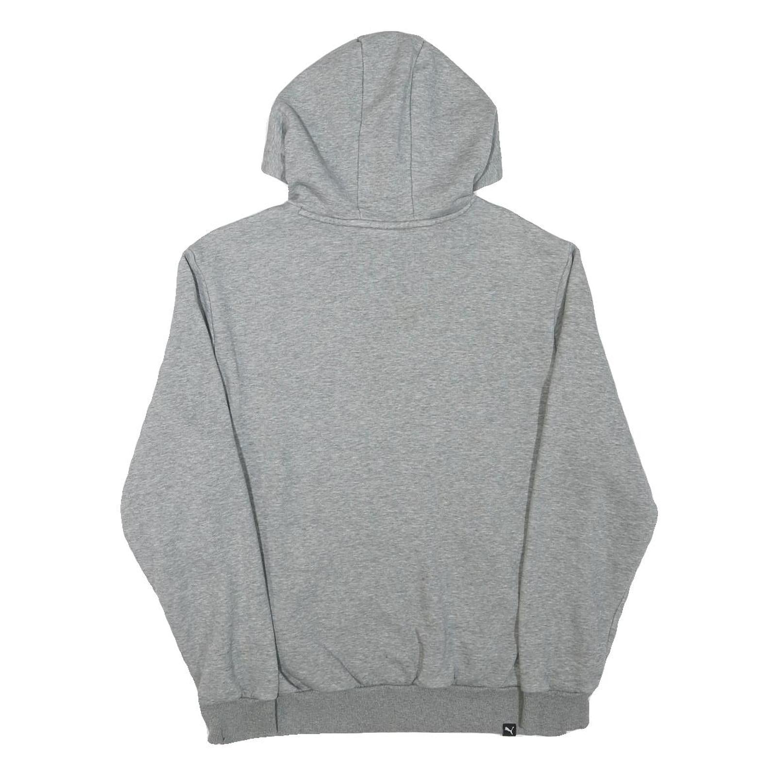 PUMA Mens Grey Pullover Hoodie S Cotton Blend Logo Print Casual