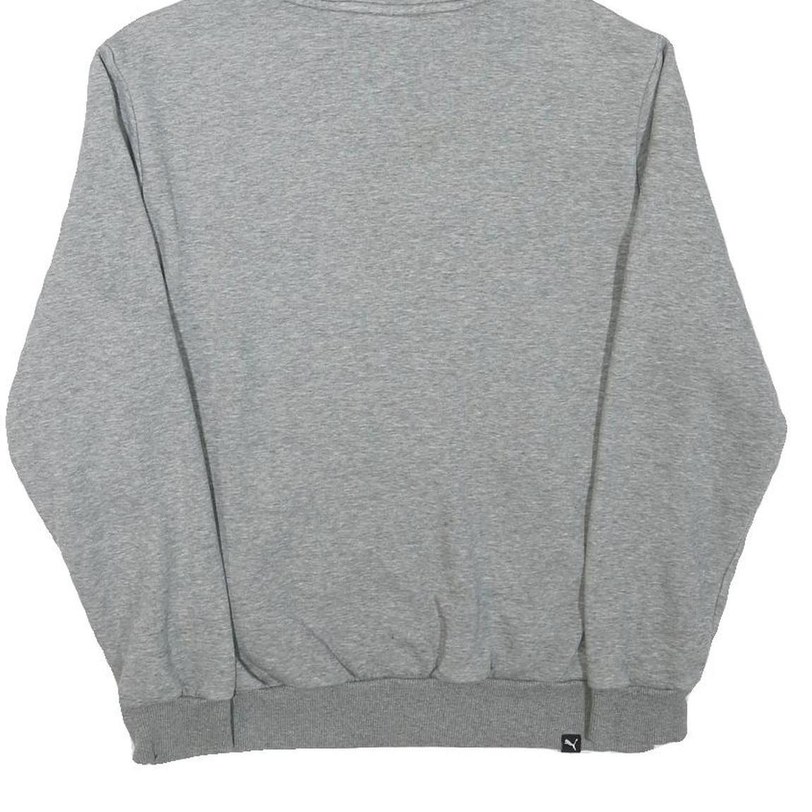 PUMA Mens Grey Pullover Hoodie S Cotton Blend Logo Print Casual