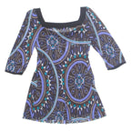 PROMOD Sheer Womens Printed Top Blue 3/4 Sleeve Floral S