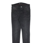 TOMMY HILFIGER Mens Black Slim Skinny Denim Jeans Cotton Blend W30 L34 Zip