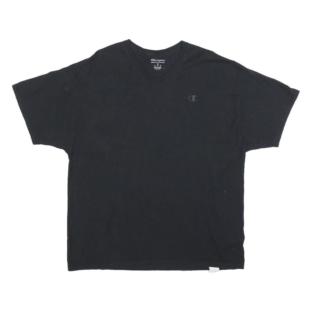 CHAMPION Mens Black The Show Must Go On Graphic V-Neck T-Shirt XL Short Sleeve