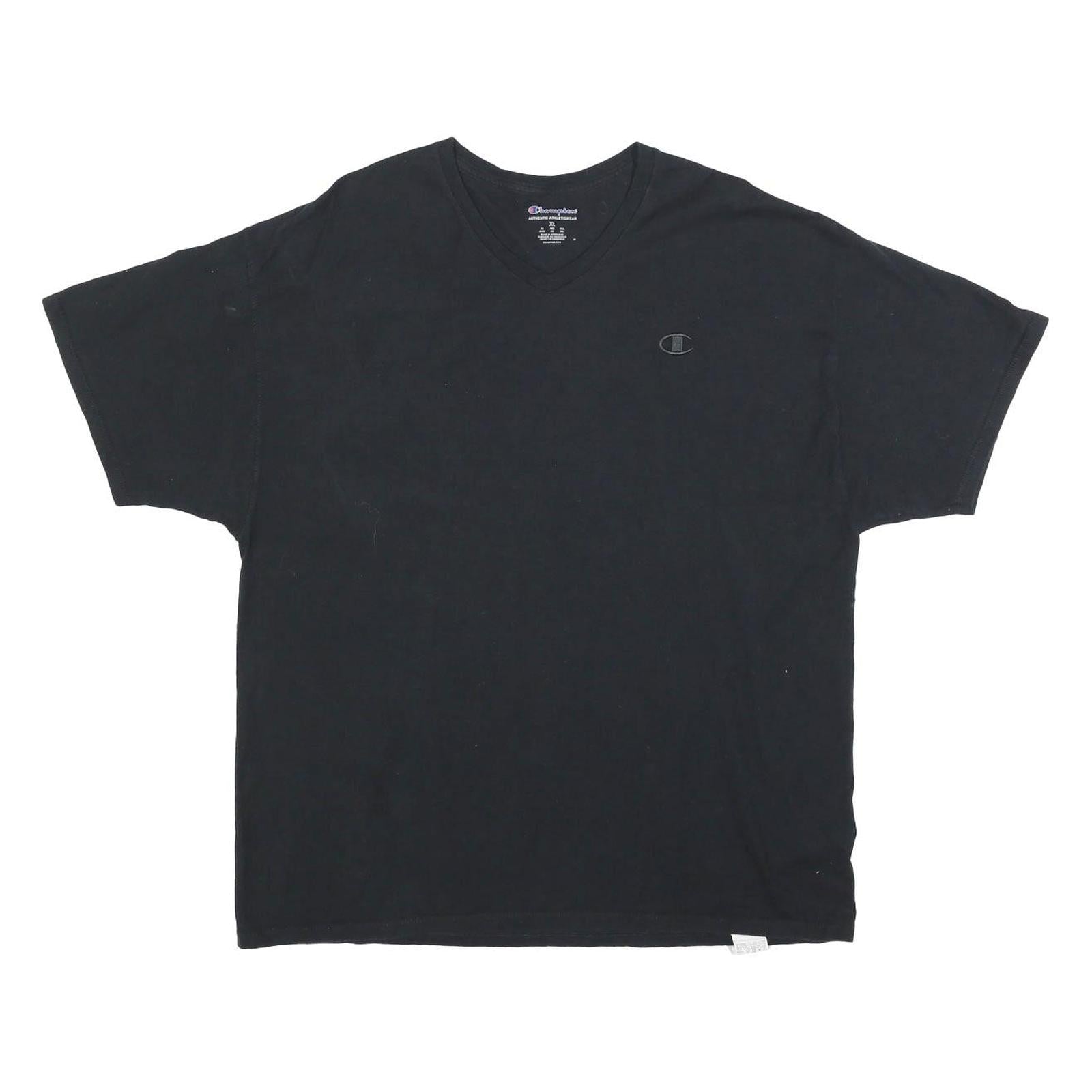 CHAMPION Mens Black The Show Must Go On Graphic V-Neck T-Shirt XL Short Sleeve