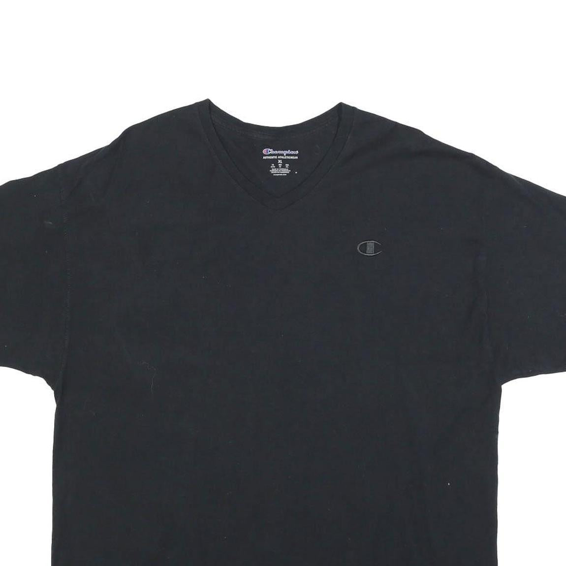 CHAMPION Mens Black The Show Must Go On Graphic V-Neck T-Shirt XL Short Sleeve