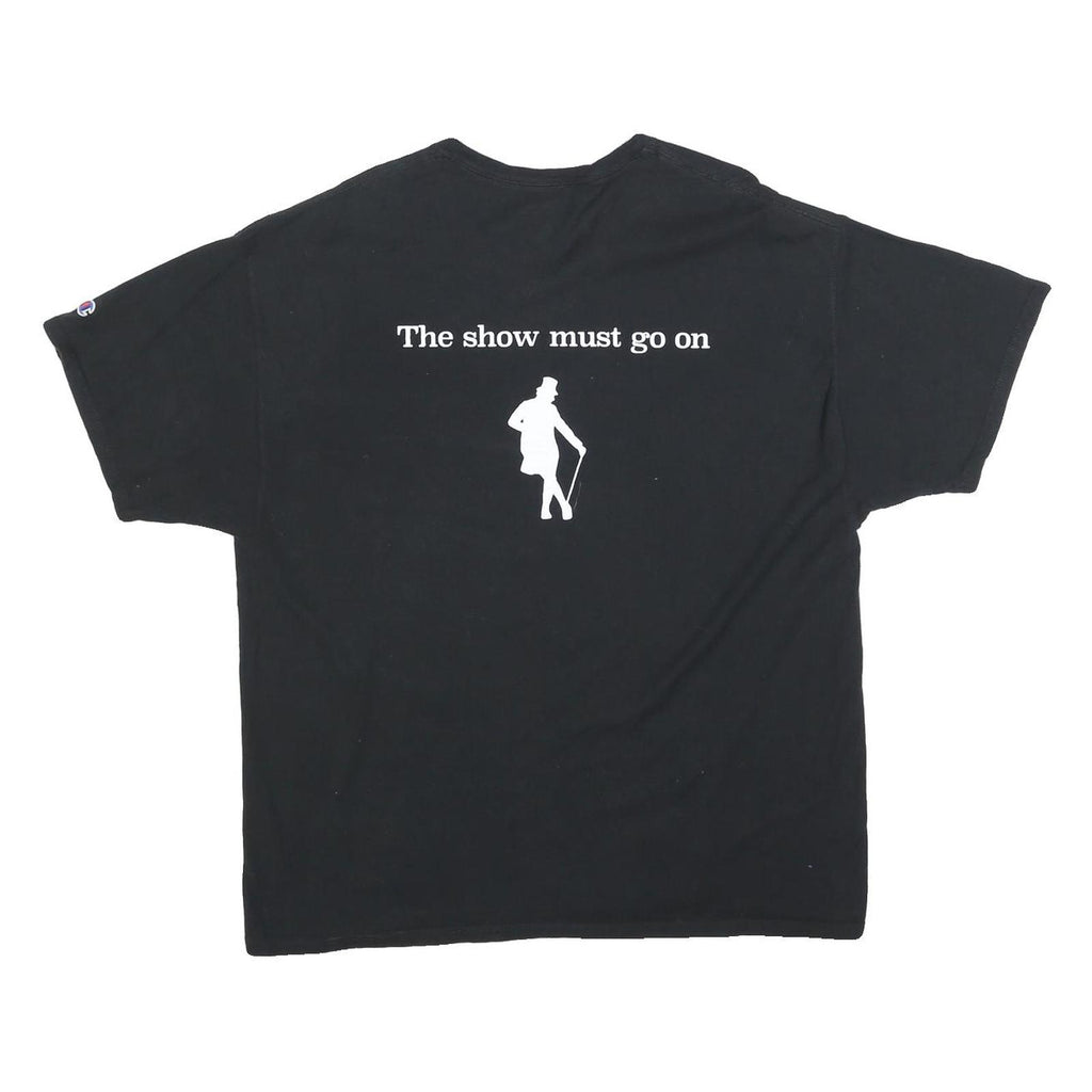 CHAMPION Mens Black The Show Must Go On Graphic V-Neck T-Shirt XL Short Sleeve
