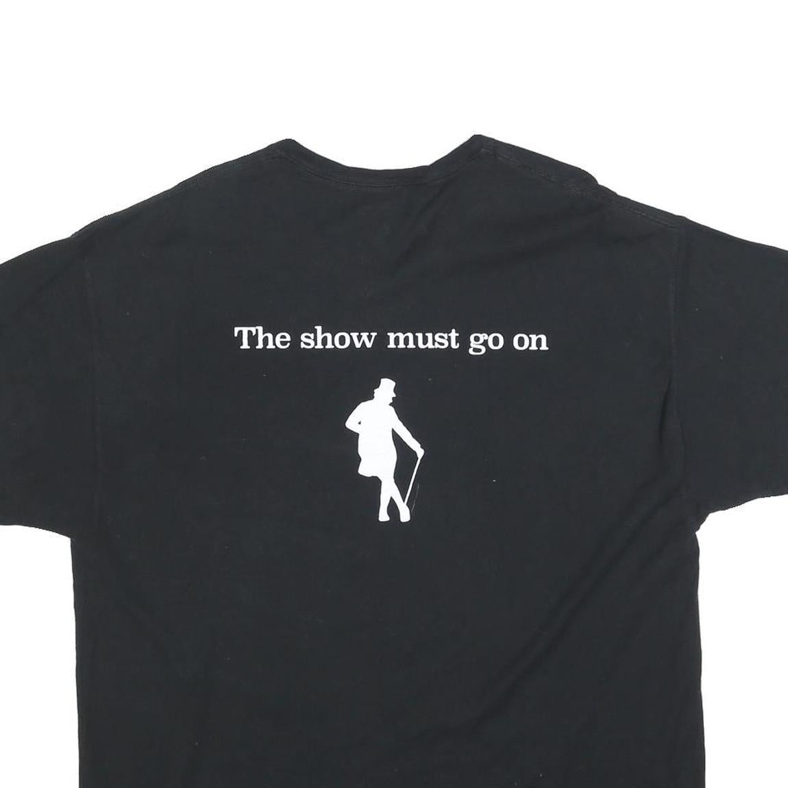 CHAMPION Mens Black The Show Must Go On Graphic V-Neck T-Shirt XL Short Sleeve