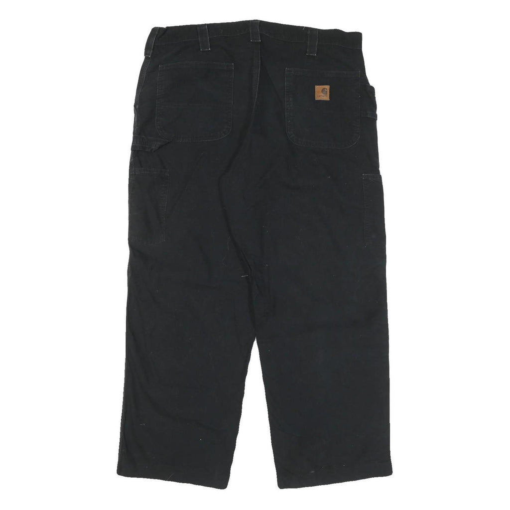 CARHARTT Mens Regular Black Cotton Blend Zip Regular Fit Trousers W40 L28