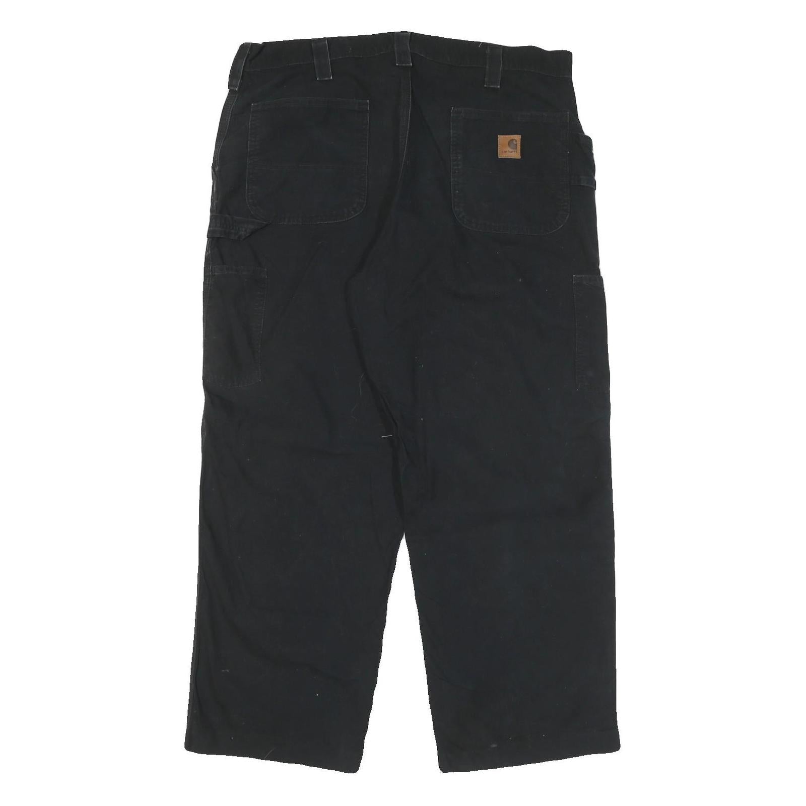 CARHARTT Mens Regular Black Cotton Blend Zip Regular Fit Trousers W40 L28