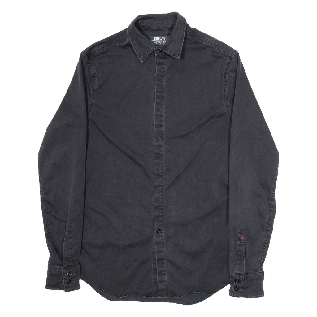 REPLAY Mens Plain Shirt Black Long Sleeve S
