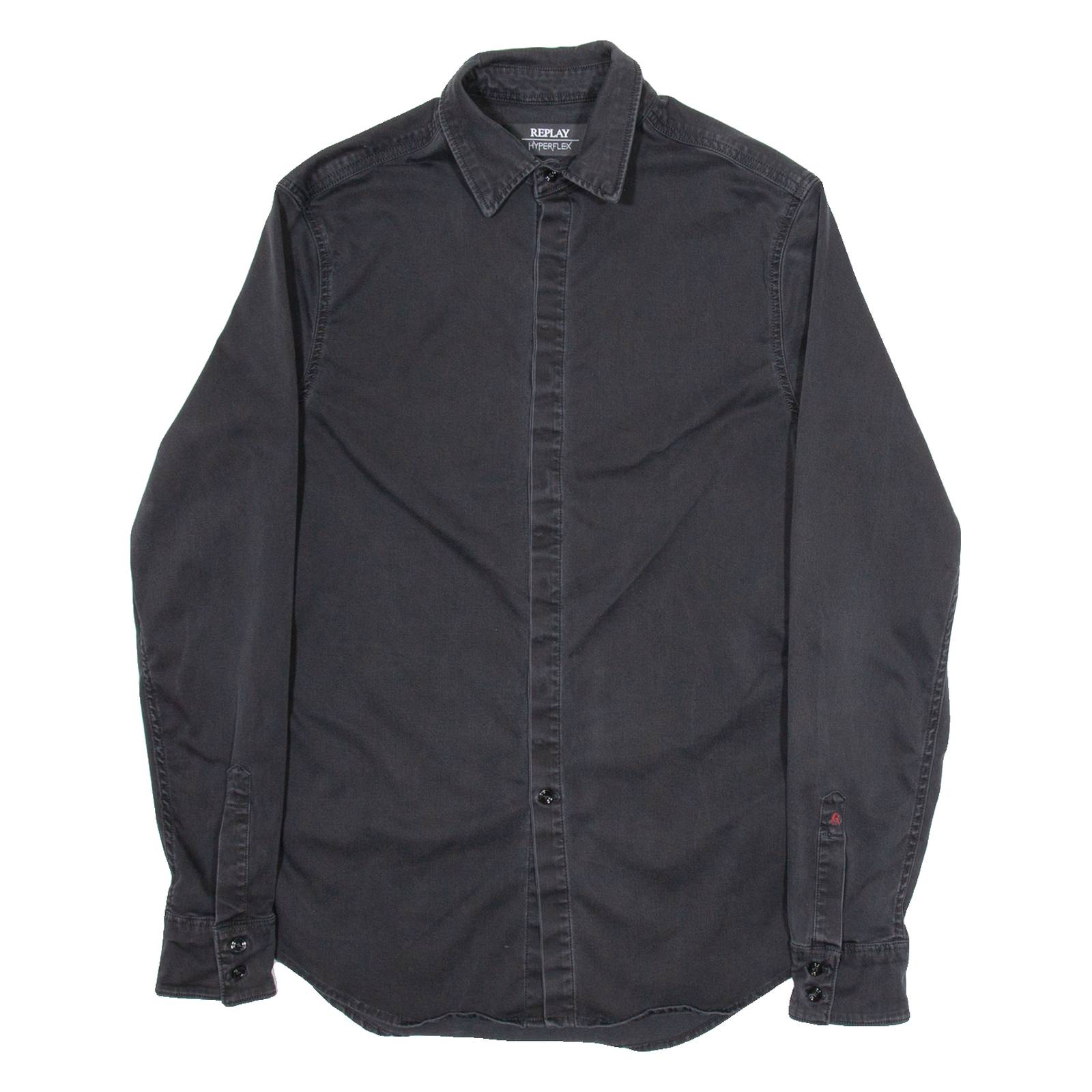 REPLAY Mens Plain Shirt Black Long Sleeve S