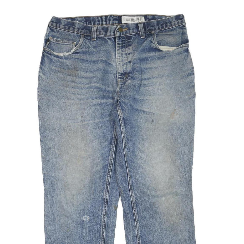 CARHARTT Mens Blue Regular Fit Denim Jeans W38 L30 Workwear Cotton Blend Zip