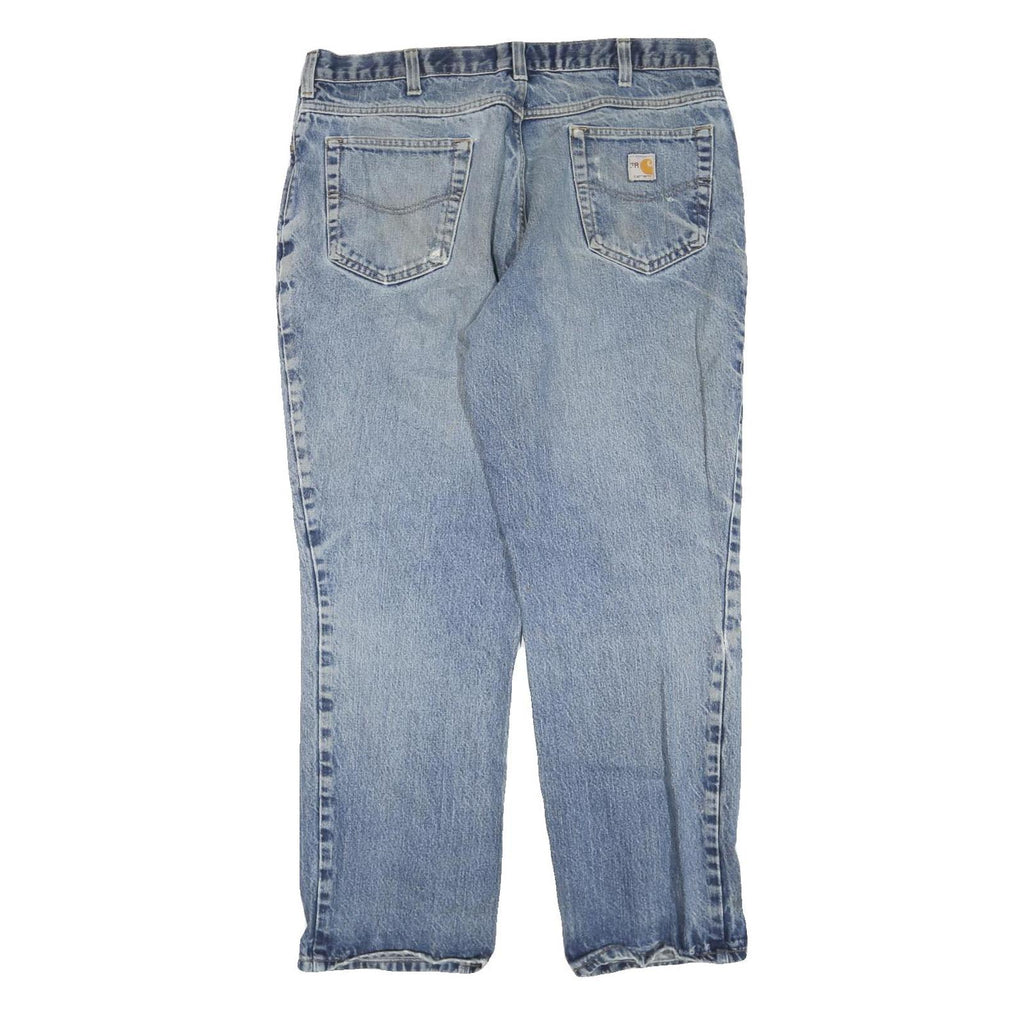 CARHARTT Mens Blue Regular Fit Denim Jeans W38 L30 Workwear Cotton Blend Zip