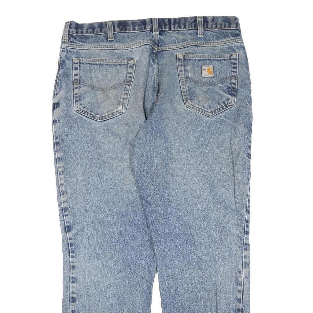 CARHARTT Mens Blue Regular Fit Denim Jeans W38 L30 Workwear Cotton Blend Zip