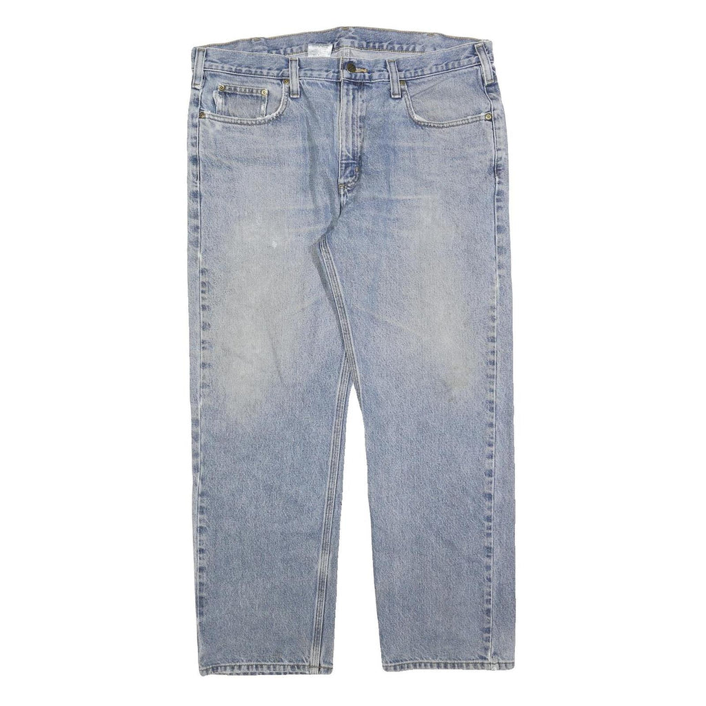 CARHARTT Mens Jeans Blue Regular Straight Denim Light W38 L30 Zip Cotton Blend