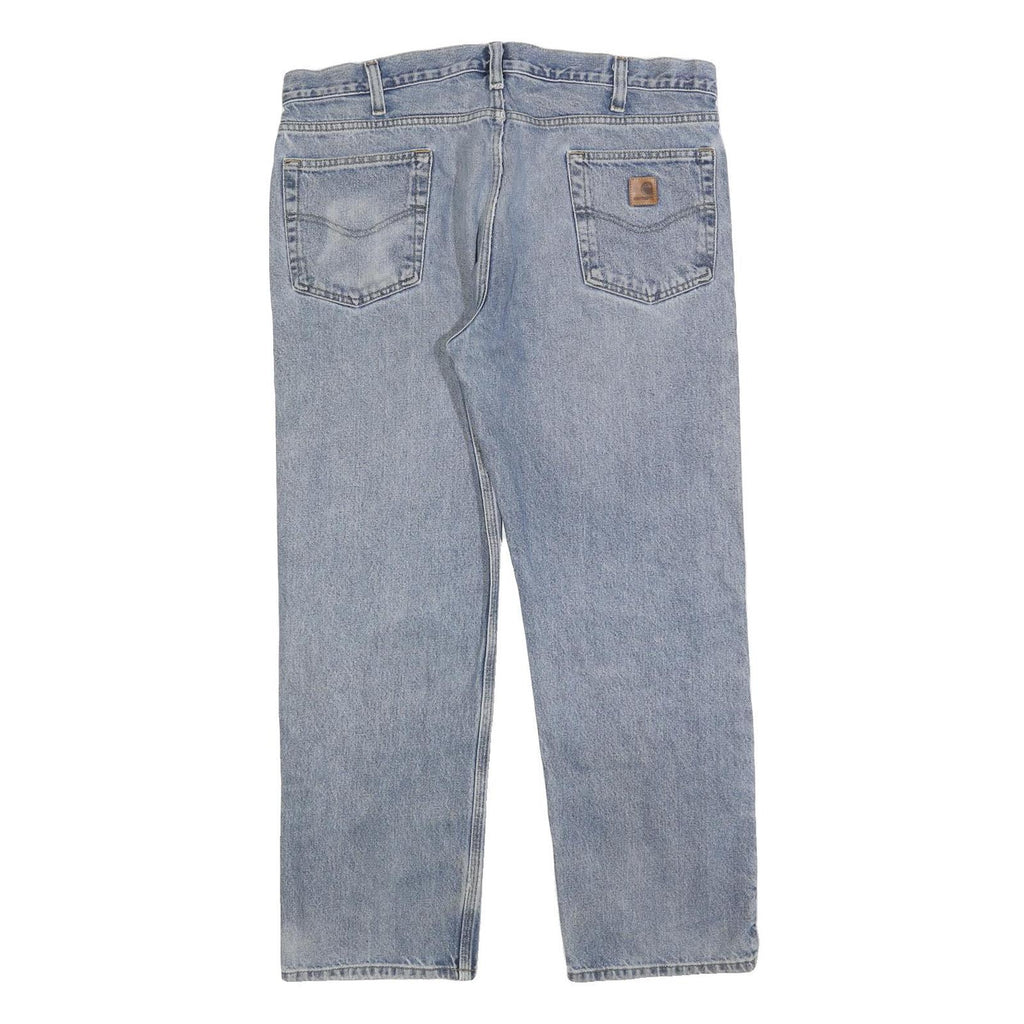 CARHARTT Mens Jeans Blue Regular Straight Denim Light W38 L30 Zip Cotton Blend