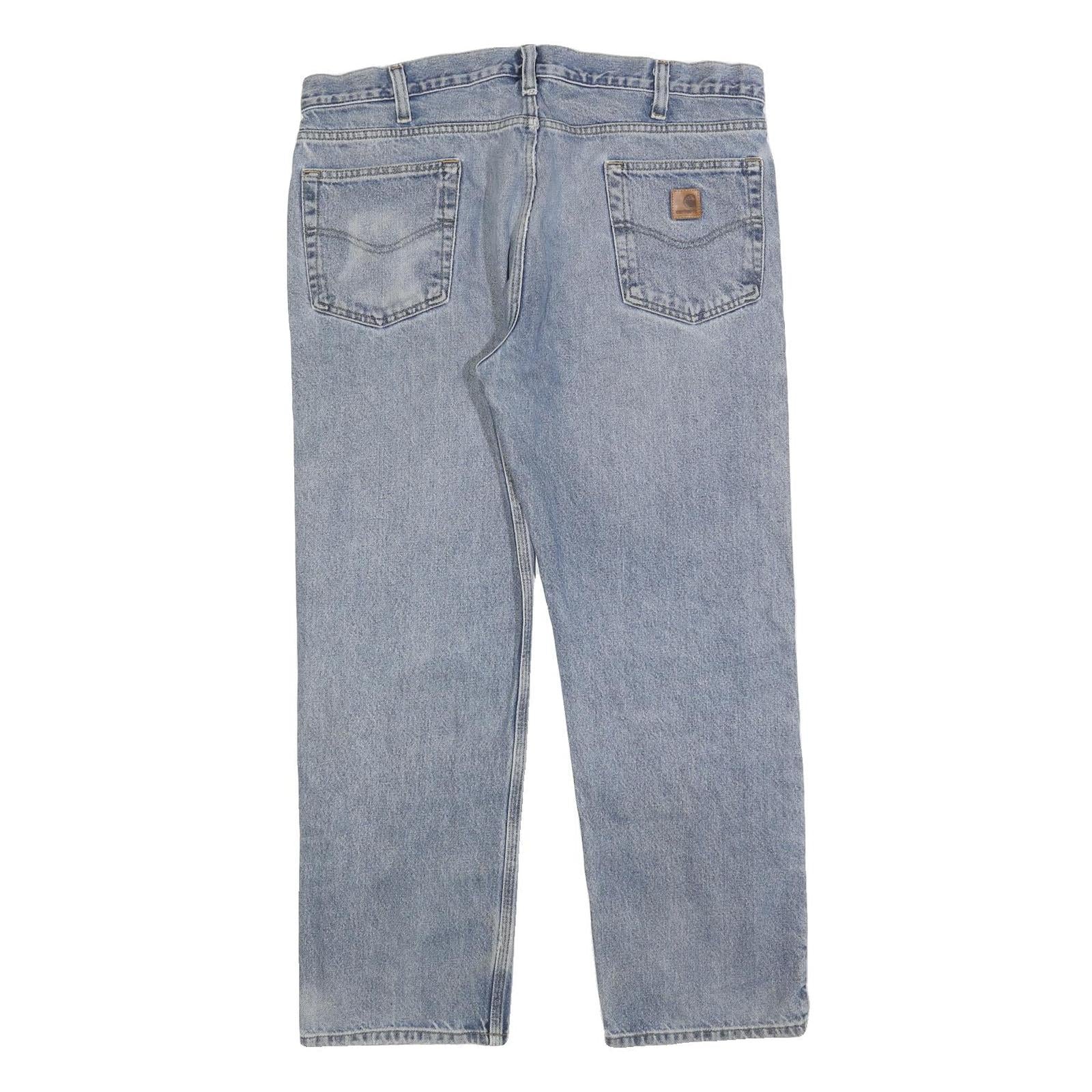 CARHARTT Mens Jeans Blue Regular Straight Denim Light W38 L30 Zip Cotton Blend