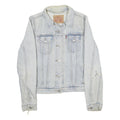 LEVI'S Mens Blue Cotton Denim Jacket M Button Plain Classic Distressed