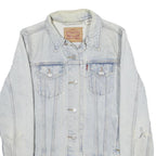 LEVI'S Mens Blue Cotton Denim Jacket M Button Plain Classic Distressed