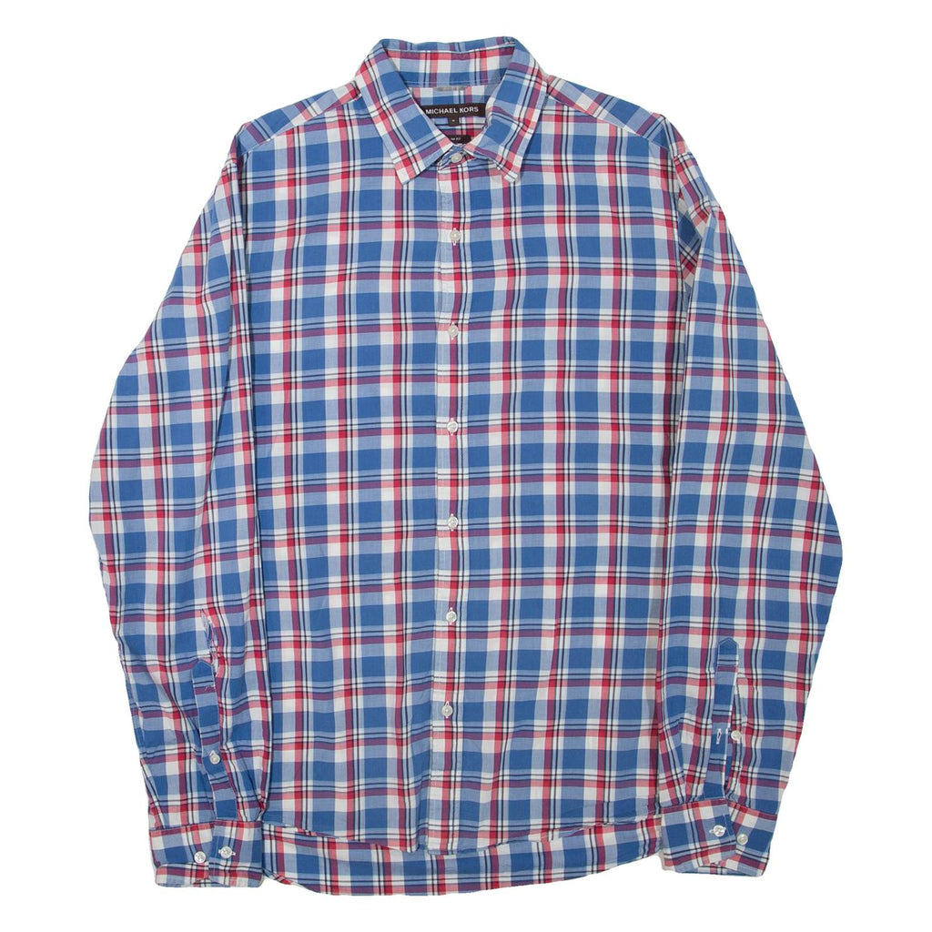 MICHAEL KORS Mens Shirt Blue Check Long Sleeve M