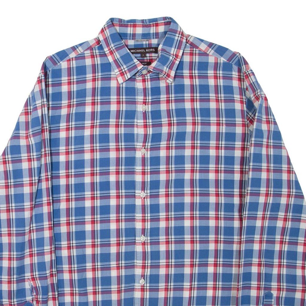 MICHAEL KORS Mens Shirt Blue Check Long Sleeve M