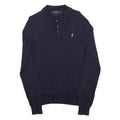 POLO RALPH LAUREN Mens Navy Blue Patterned Cotton Polo Style Jumper S Stripe