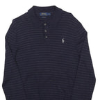 POLO RALPH LAUREN Mens Navy Blue Patterned Cotton Polo Style Jumper S Stripe