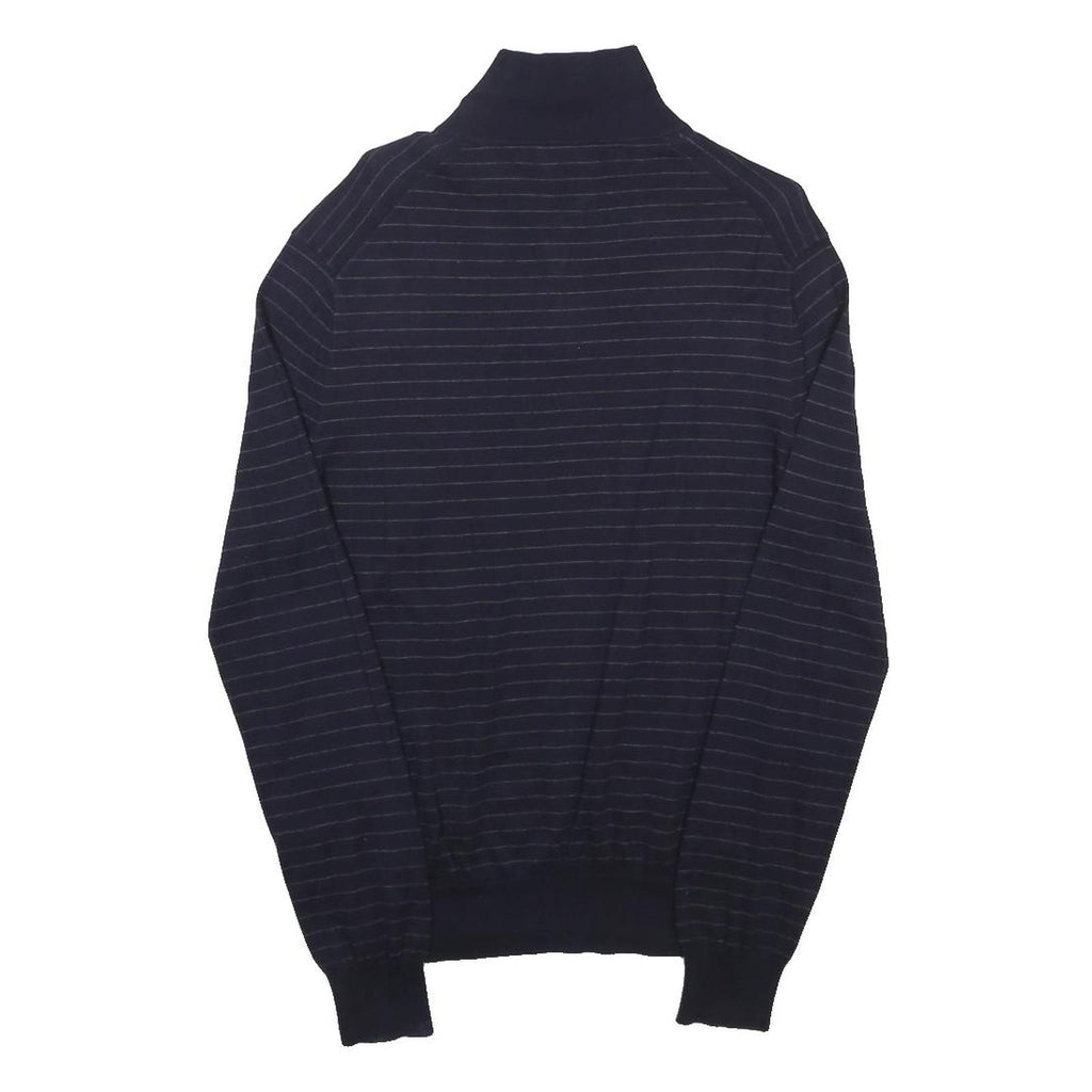 POLO RALPH LAUREN Mens Navy Blue Patterned Cotton Polo Style Jumper S Stripe
