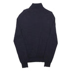 POLO RALPH LAUREN Mens Navy Blue Patterned Cotton Polo Style Jumper S Stripe