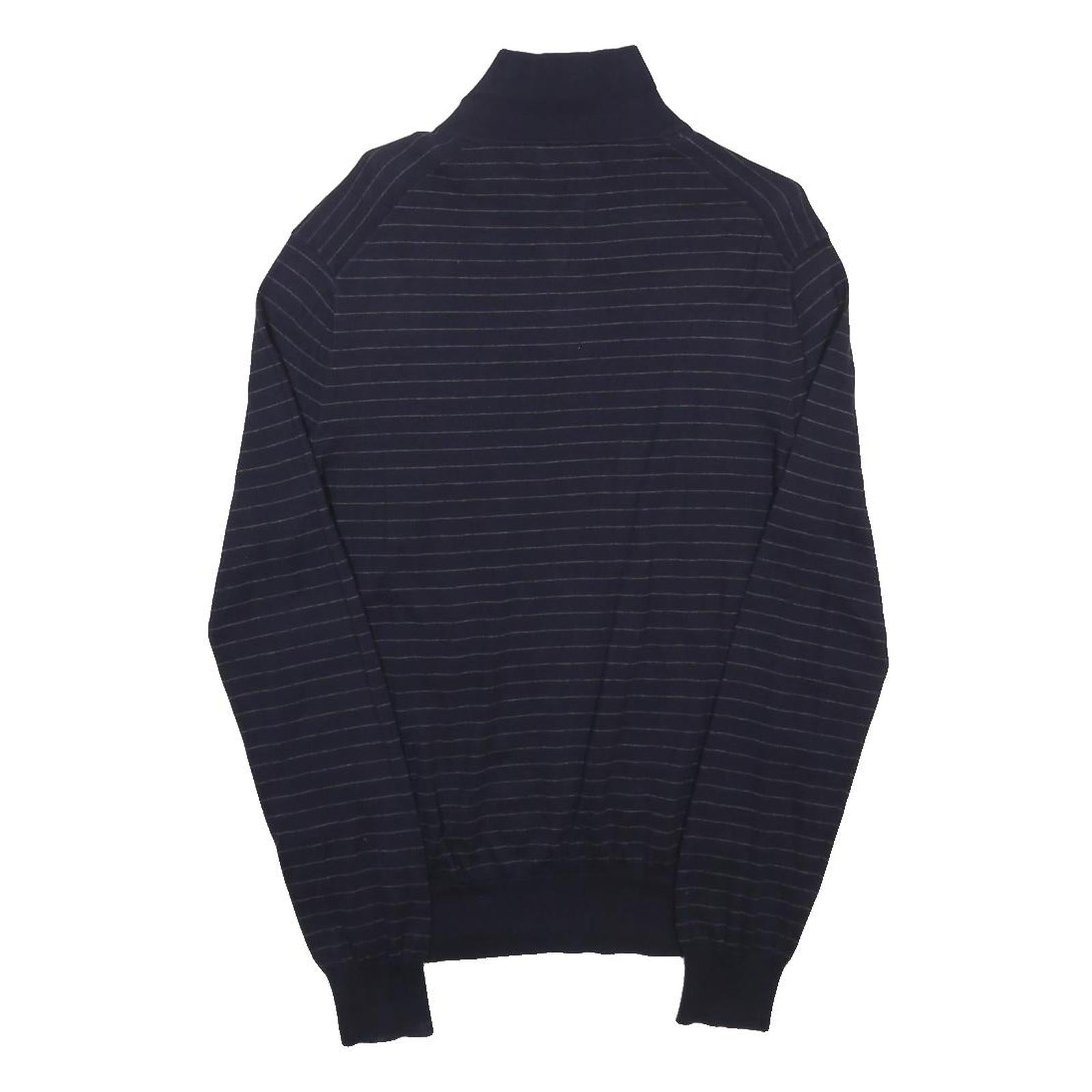 POLO RALPH LAUREN Mens Navy Blue Patterned Cotton Polo Style Jumper S Stripe