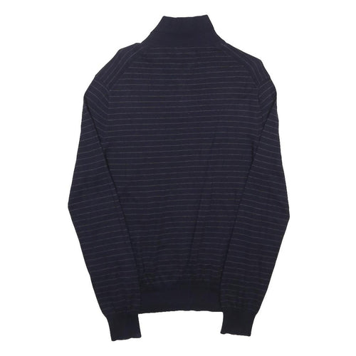 POLO RALPH LAUREN Mens Navy Blue Patterned Cotton Polo Style Jumper S Stripe