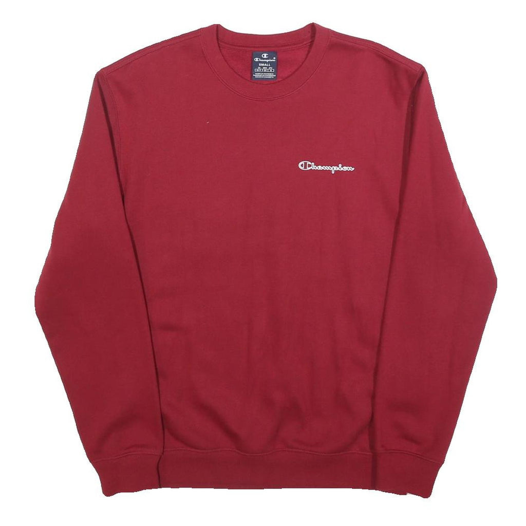 CHAMPION Mens Red Crew Neck S Sweatshirt Cotton Blend Classic Logo