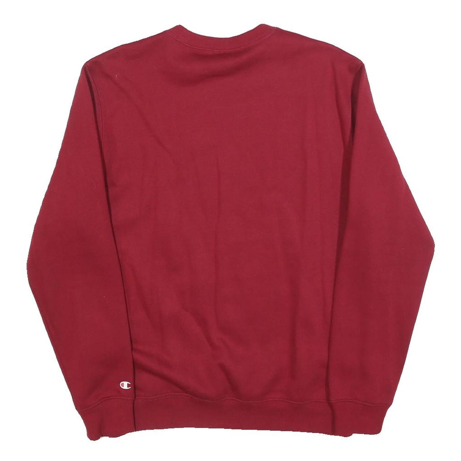 CHAMPION Mens Red Crew Neck S Sweatshirt Cotton Blend Classic Logo