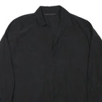 ZARA Womens Black Basic Shirt Long Sleeve Collared Plain M Cotton Blend