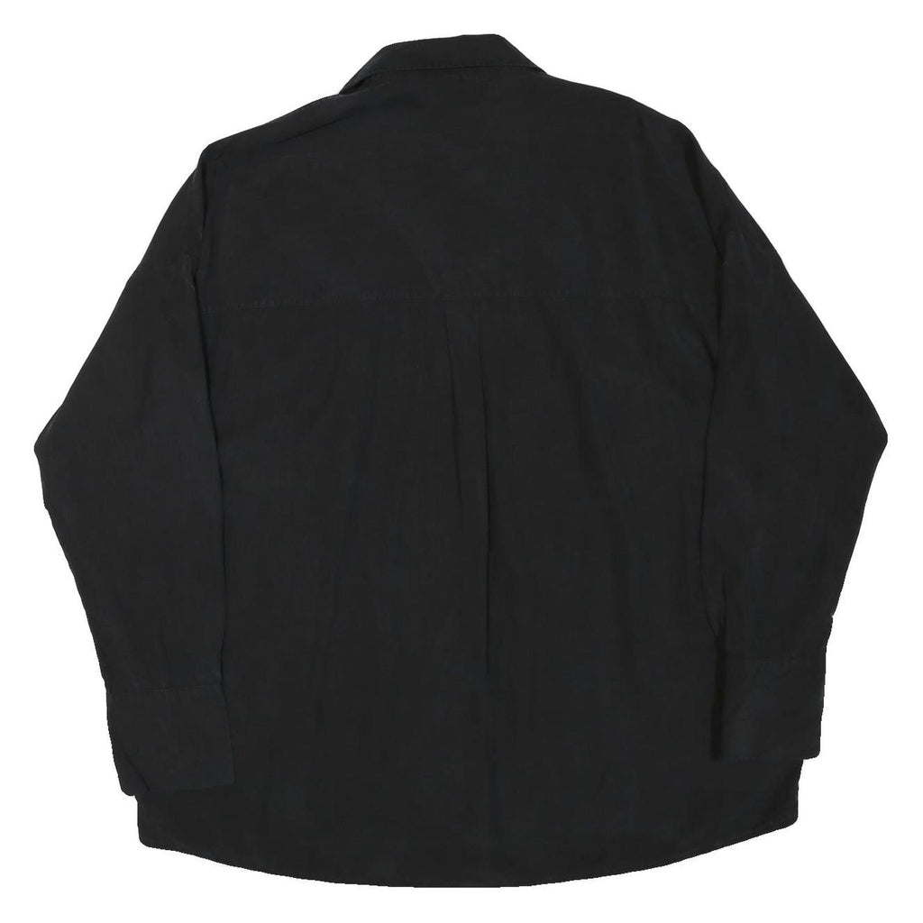 ZARA Womens Black Basic Shirt Long Sleeve Collared Plain M Cotton Blend